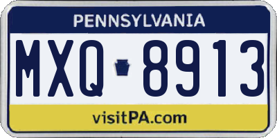 PA license plate MXQ8913
