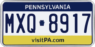PA license plate MXQ8917