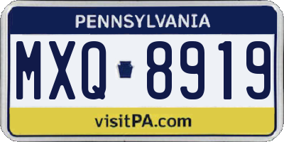 PA license plate MXQ8919