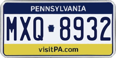 PA license plate MXQ8932