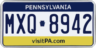 PA license plate MXQ8942