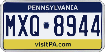PA license plate MXQ8944