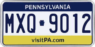 PA license plate MXQ9012