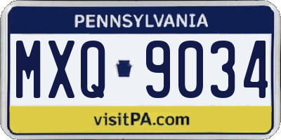 PA license plate MXQ9034
