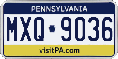 PA license plate MXQ9036
