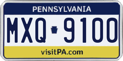 PA license plate MXQ9100
