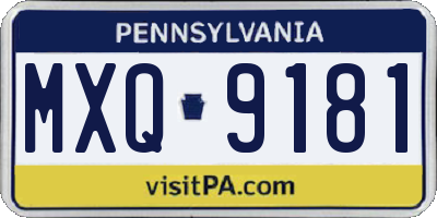 PA license plate MXQ9181