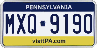 PA license plate MXQ9190