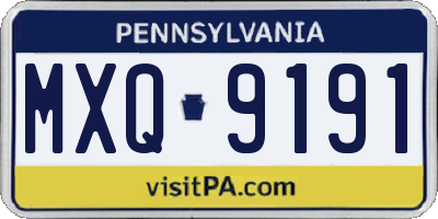 PA license plate MXQ9191