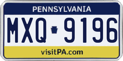 PA license plate MXQ9196