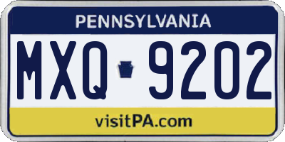 PA license plate MXQ9202