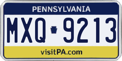 PA license plate MXQ9213