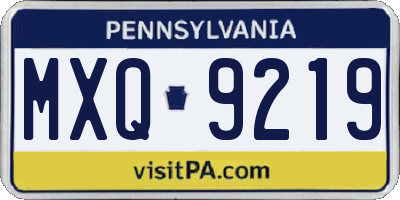 PA license plate MXQ9219