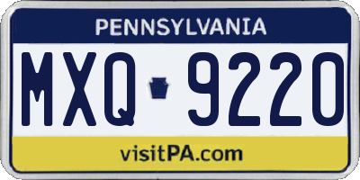 PA license plate MXQ9220
