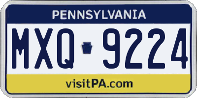 PA license plate MXQ9224
