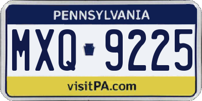 PA license plate MXQ9225