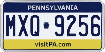 PA license plate MXQ9256