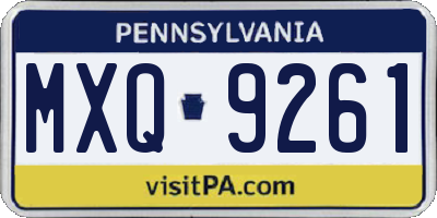 PA license plate MXQ9261