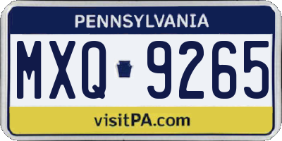 PA license plate MXQ9265
