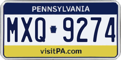 PA license plate MXQ9274