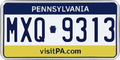 PA license plate MXQ9313