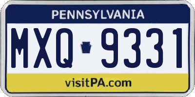 PA license plate MXQ9331