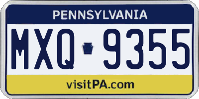 PA license plate MXQ9355