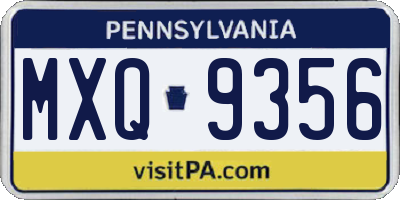 PA license plate MXQ9356