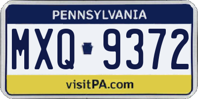 PA license plate MXQ9372