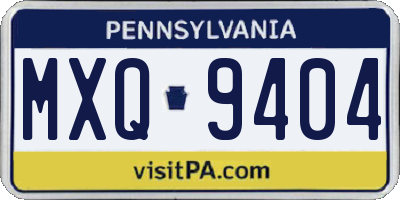 PA license plate MXQ9404