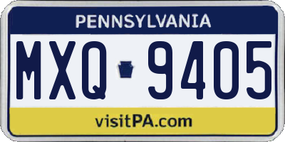 PA license plate MXQ9405
