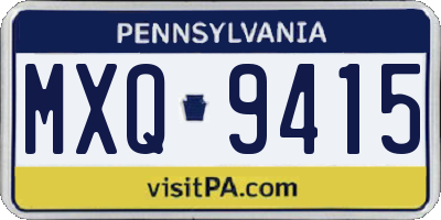 PA license plate MXQ9415