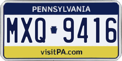 PA license plate MXQ9416