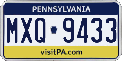 PA license plate MXQ9433