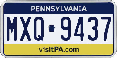PA license plate MXQ9437