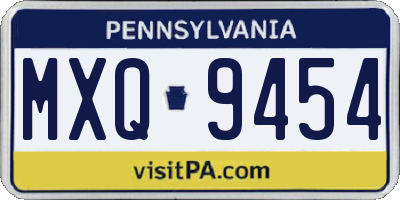 PA license plate MXQ9454