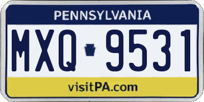 PA license plate MXQ9531
