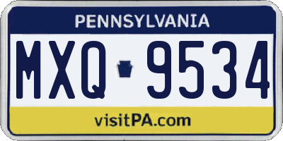PA license plate MXQ9534