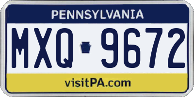 PA license plate MXQ9672