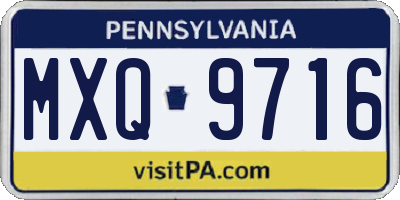 PA license plate MXQ9716