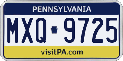 PA license plate MXQ9725