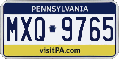 PA license plate MXQ9765