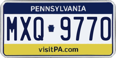 PA license plate MXQ9770