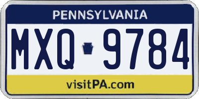 PA license plate MXQ9784