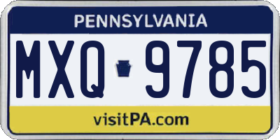 PA license plate MXQ9785