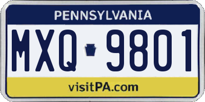 PA license plate MXQ9801