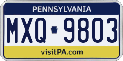 PA license plate MXQ9803