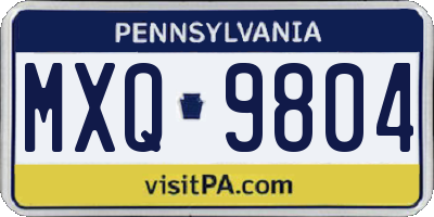 PA license plate MXQ9804
