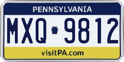 PA license plate MXQ9812