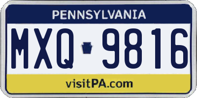 PA license plate MXQ9816